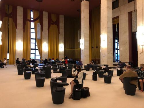 La sala stampa al palazzo del Casinó